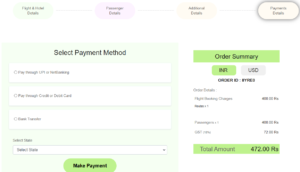 Dummy ticket payment page 