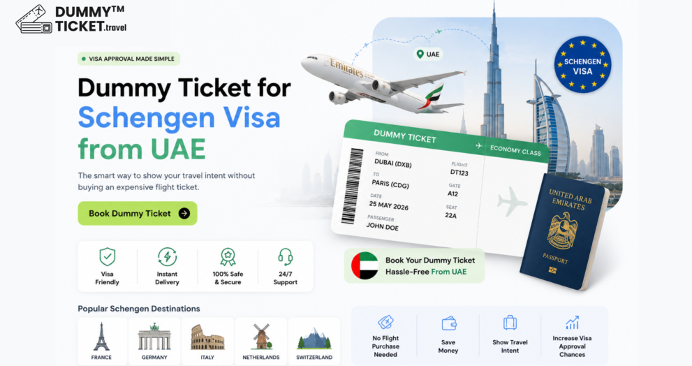 Dummy ticket for schngen visa from UAE